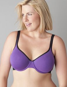 Lace trim cotton demi bra by Cacique