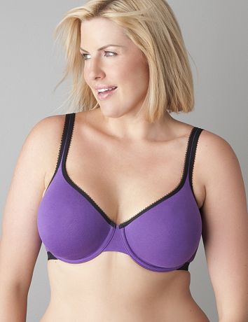 Lace trim cotton demi bra by Cacique