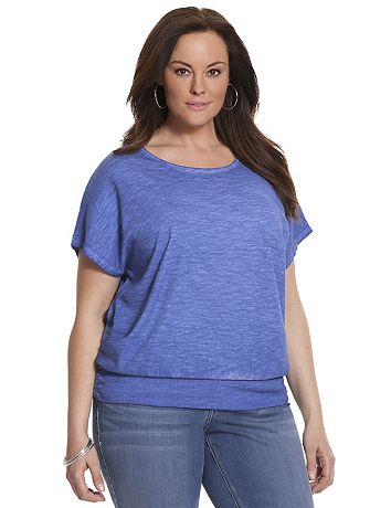 women's plus size shirts with a banded bottom