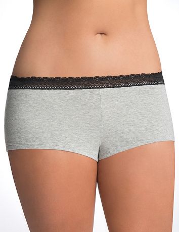 Flirty plus size Lace trim boyshort panty