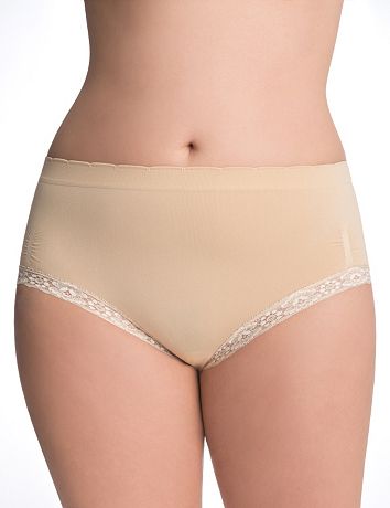 Plus size Lace trim seamless brief