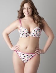 Cotton boost plunge bra and string bikini panty
