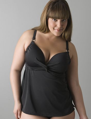 Full figure Twist front plunge swim tank with underwire bra