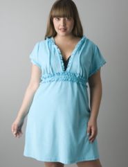 Plus sized Ruffled hoodie swim cover-up