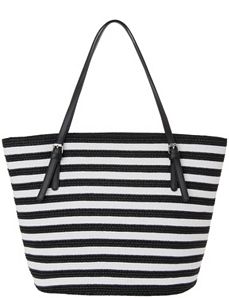 Striped straw tote bag by Lane Bryant