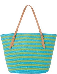 Striped straw tote bag by Lane Bryant