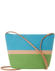 Colorblock straw shoulder bag by Lane Bryant