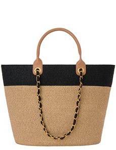 Colorblock tote bag with chain by Lane Bryant