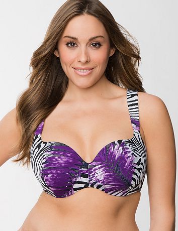 Plus size sateen cushioned balconette bra
