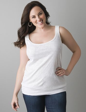 Plus size slub band bottom tank top