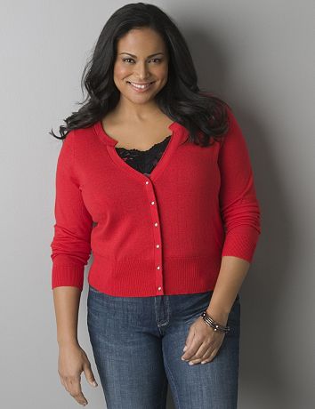 Sparkle trim notch neck cardigan
