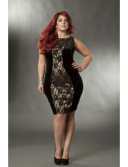 'Charlotte' Velvet & Lace Boatneck Cocktail Dress by Monif C.