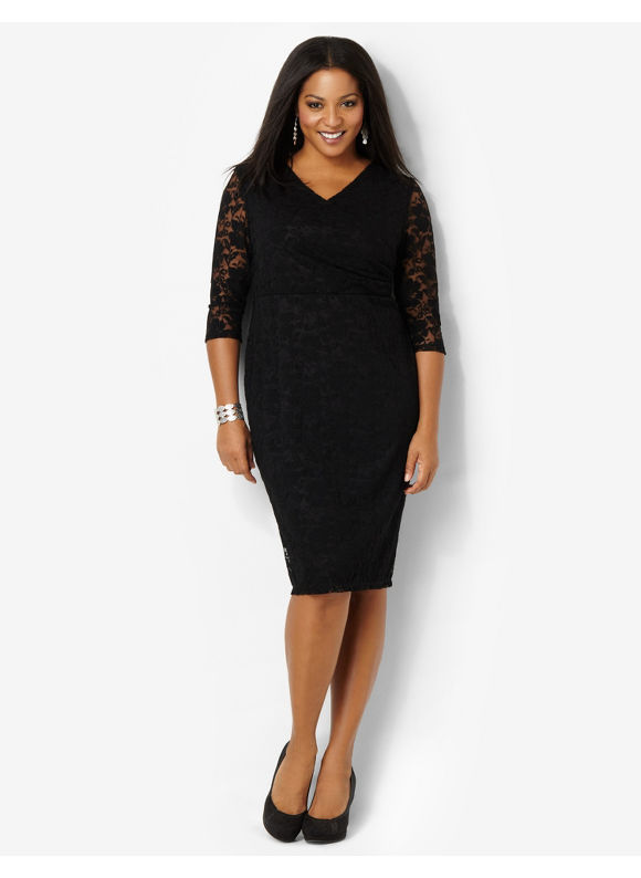 Plus Size Divine Lace Dress Catherines Womens Size 1X, Black