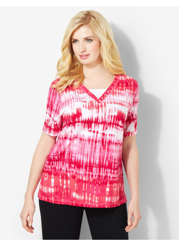 Catherines Plus Size Tie Dye Vibe Tee   Womens Size 3X, Neon Pink