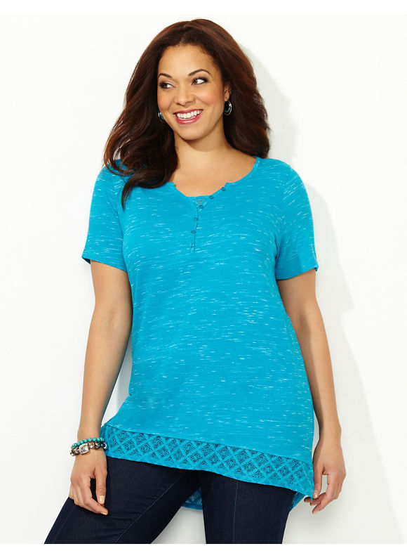 Catherines Plus Size Space-dye Tunic, – Women’s Size 2x, Absolute Blue ...
