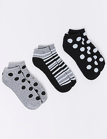 Dot & Stripes Sport Socks 3-Pack | Lane Bryant