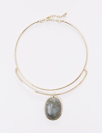 Collar Necklace with Oval Pendant | Lane Bryant