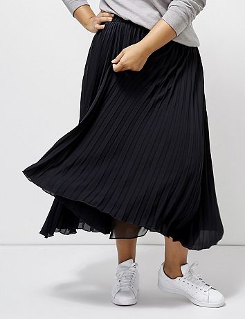 6th & Lane Pleated Midi Skirt | Lane Bryant