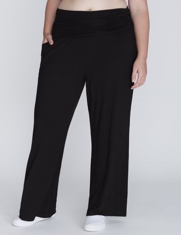 Wide Leg Active Pant with Foldover Waistband | Lane Bryant