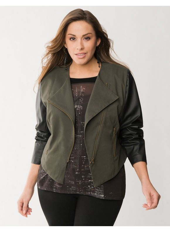Lane Bryant Plus Size Asymmetric army jacket     Womens Size 22/24, Lichen