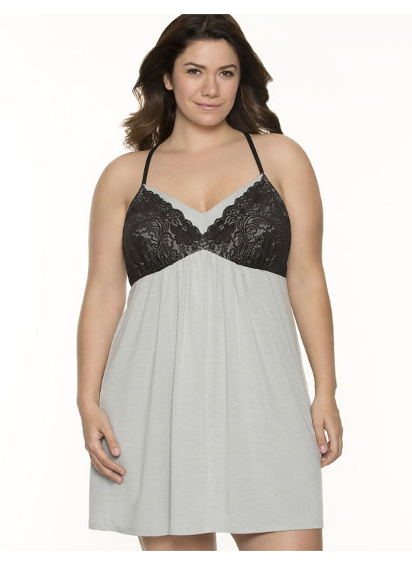 Lane Bryant Plus Size Tru to You lace back chemise     Womens Size 14/16, Dove