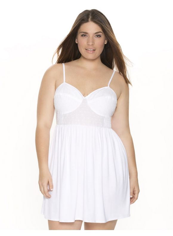 Lane Bryant Plus Size Tru to You Swiss dot chemise     Womens Size 22/24, White