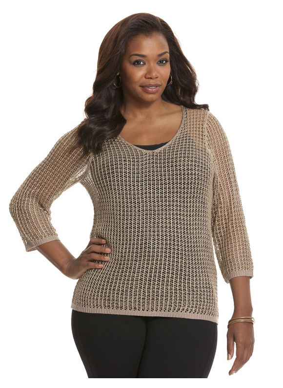 Lane Bryant Plus Size Metallic open stitch sweater     Womens Size 14/16,
