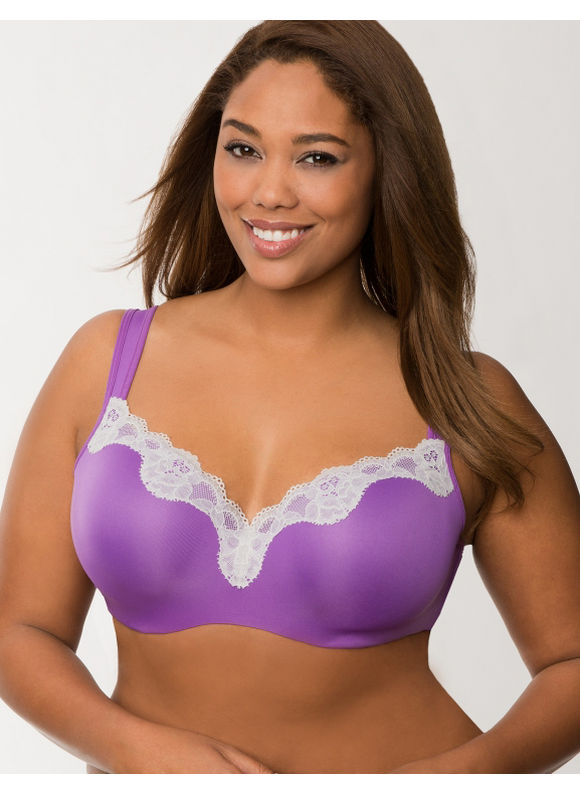 Lane Bryant Plus Size Lace trim smooth balconette bra     Womens Size 40F,
