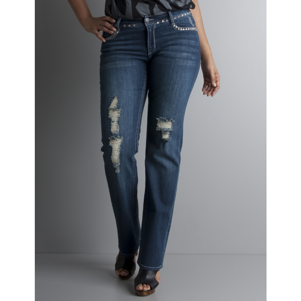LANE BRYANT   Seven7 embellished straight leg jeans  