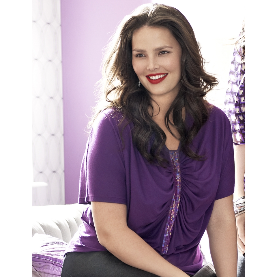 LANE BRYANT   Ruched sequin tee  
