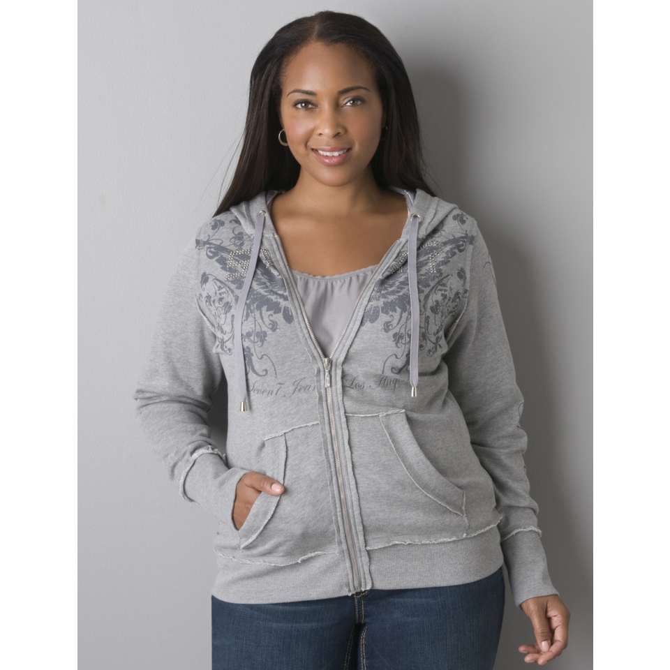 LANE BRYANT   Studded raw edge hoodie by Seven7  