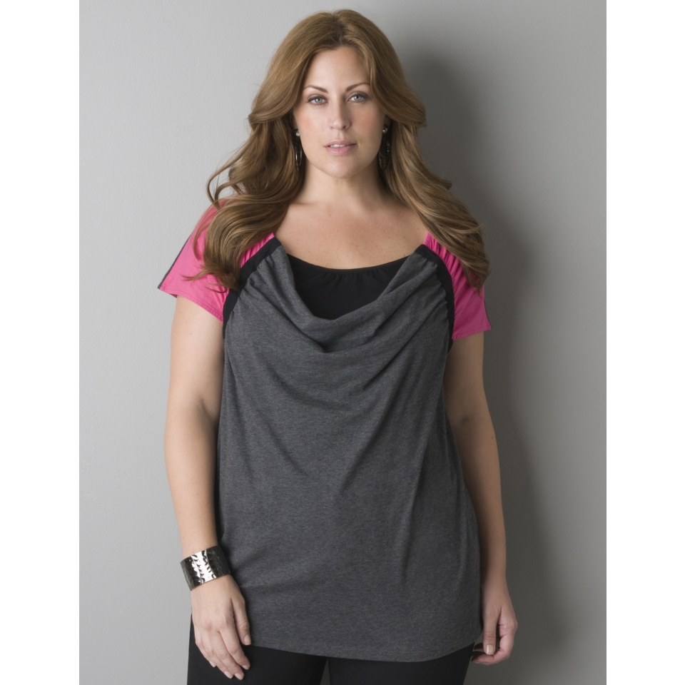LANE BRYANT   Draped neck colorblock top by DKNY JEANS customer 