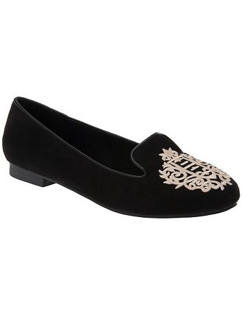 Wide Width Embroidered Smoking Slipper by Lane Bryant | Lane Bryant