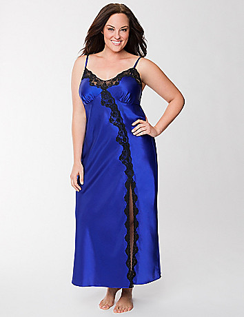 Plus Size Charmeuse & Lace Nightgown by Cacique | Lane Bryant