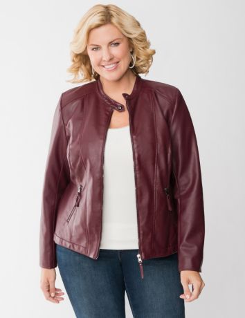 Plus Size Cinched Faux Leather Jacket by Lane Bryant | Lane Bryant