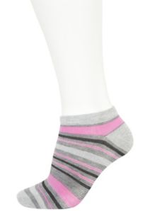 Awareness pink striped low cut socks 3-pack