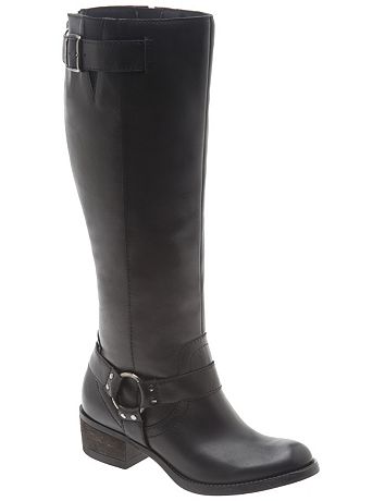 Wide Calf Leather Harness Riding Boot | Lane Bryant