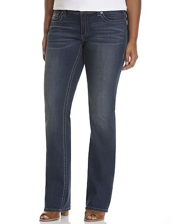 Plus size embroidered slim boot jean by Seven7 | Lane Bryant