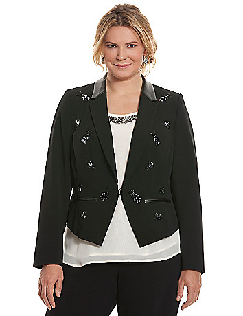 Tailored Stretch embellished pointed jacket by Lane Bryant | Lane Bryant