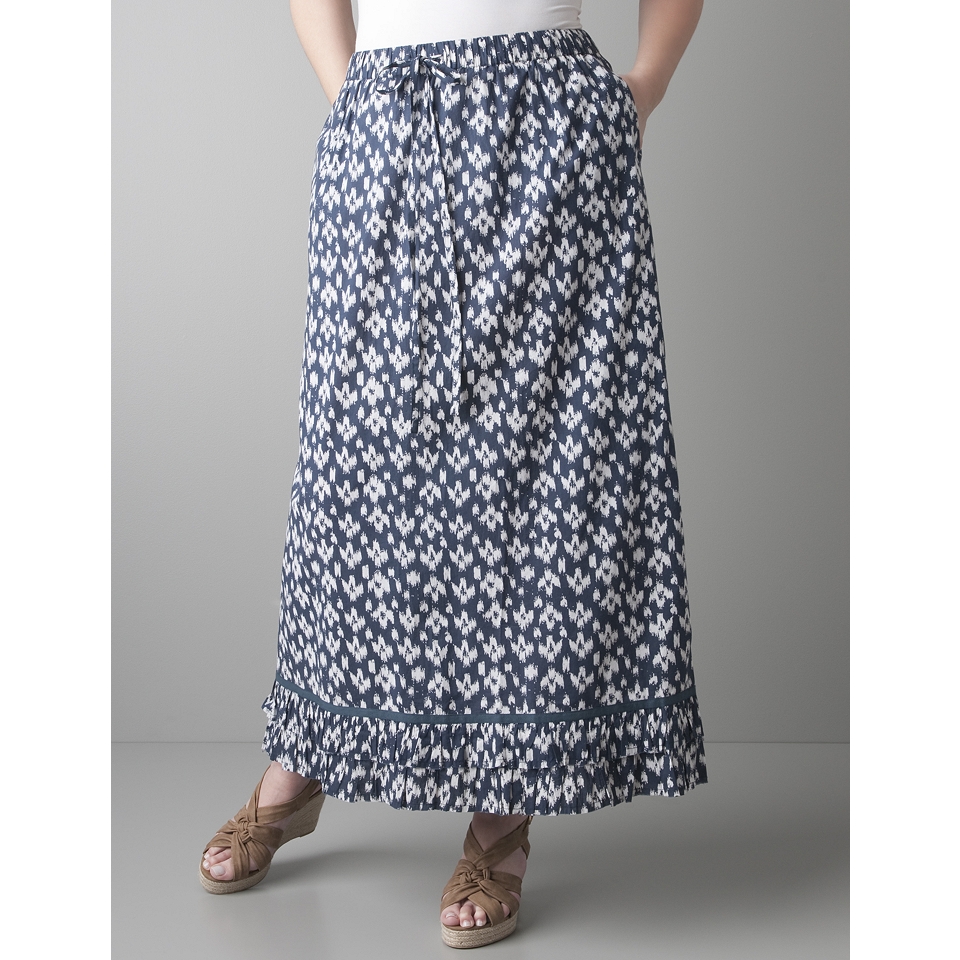   product,entityNamePrinted tiered maxi skirt by DKNY JEANS
