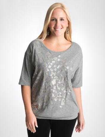 Plus Size Sequin Band Bottom Top by Lane Bryant | Lane Bryant