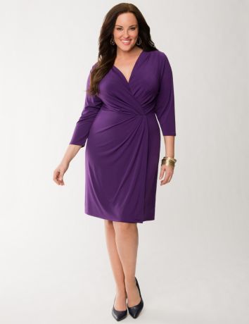 Plus Size Printed Faux Wrap Dress by Lane Bryant | Lane Bryant